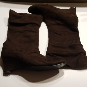 Brown suede wedges